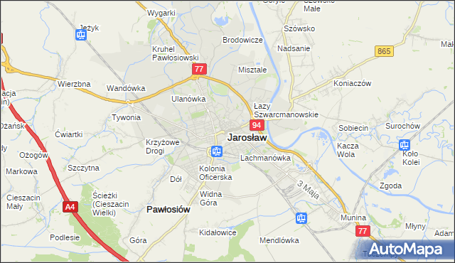 mapa Jarosławia, Jarosław na mapie Targeo