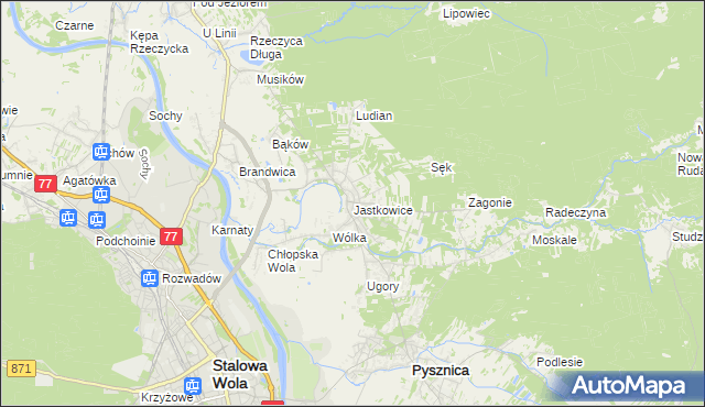 mapa Jastkowice, Jastkowice na mapie Targeo