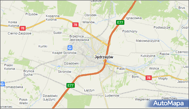 mapa Jędrzejów, Jędrzejów na mapie Targeo