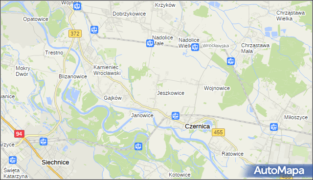 mapa Jeszkowice, Jeszkowice na mapie Targeo