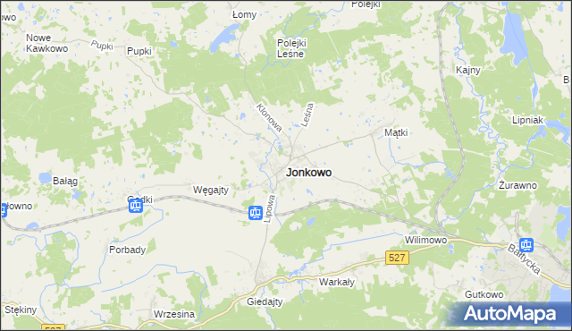 mapa Jonkowo, Jonkowo na mapie Targeo