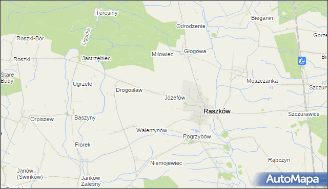 mapa Józefów gmina Raszków, Józefów gmina Raszków na mapie Targeo