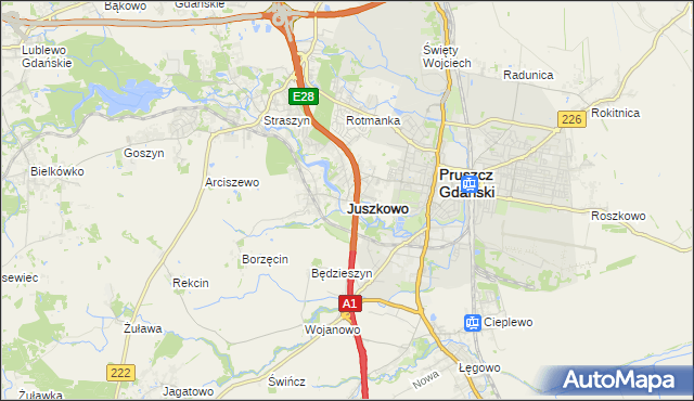 mapa Juszkowo, Juszkowo na mapie Targeo