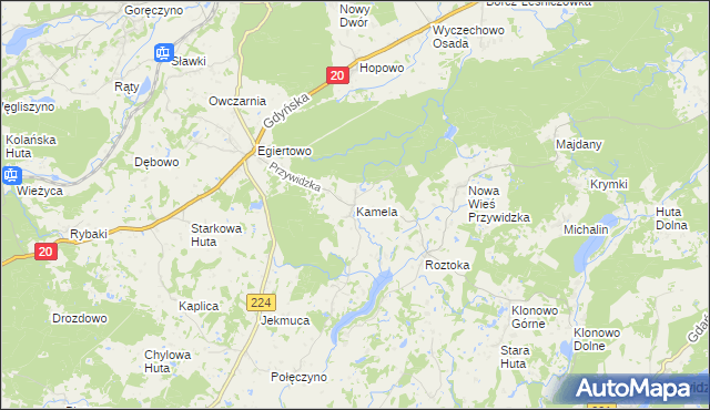 mapa Kamela, Kamela na mapie Targeo