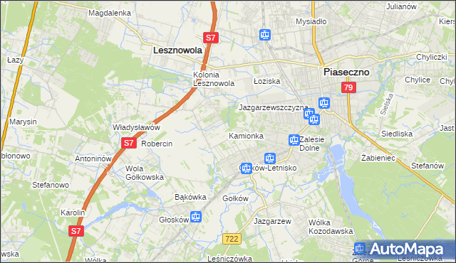 mapa Kamionka gmina Piaseczno, Kamionka gmina Piaseczno na mapie Targeo