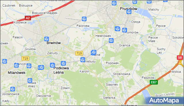 mapa Kanie gmina Brwinów, Kanie gmina Brwinów na mapie Targeo