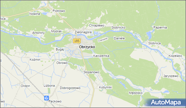 mapa Karczemka gmina Obrzycko, Karczemka gmina Obrzycko na mapie Targeo