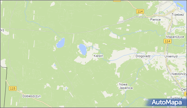 mapa Karpin gmina Police, Karpin gmina Police na mapie Targeo