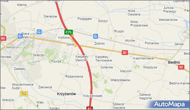 mapa Kaszewy Tarnowskie, Kaszewy Tarnowskie na mapie Targeo