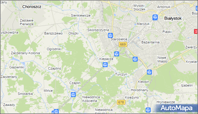 mapa Klepacze gmina Choroszcz, Klepacze gmina Choroszcz na mapie Targeo