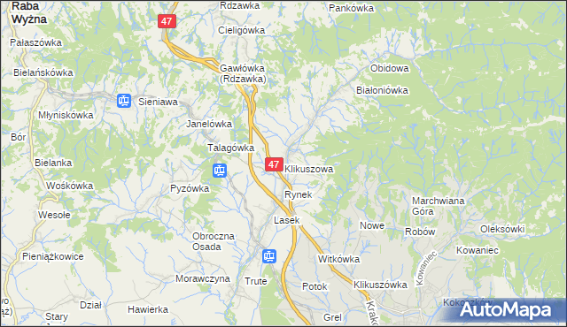 mapa Klikuszowa, Klikuszowa na mapie Targeo