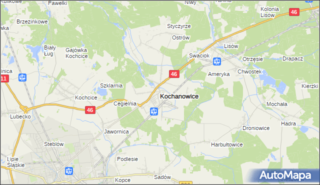 mapa Kochanowice, Kochanowice na mapie Targeo