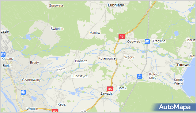 mapa Kolanowice, Kolanowice na mapie Targeo