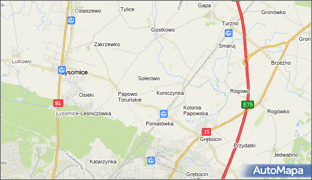 mapa Koniczynka, Koniczynka na mapie Targeo
