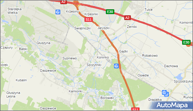 mapa Koninko, Koninko na mapie Targeo