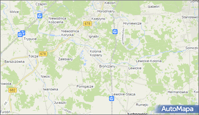mapa Koplany, Koplany na mapie Targeo