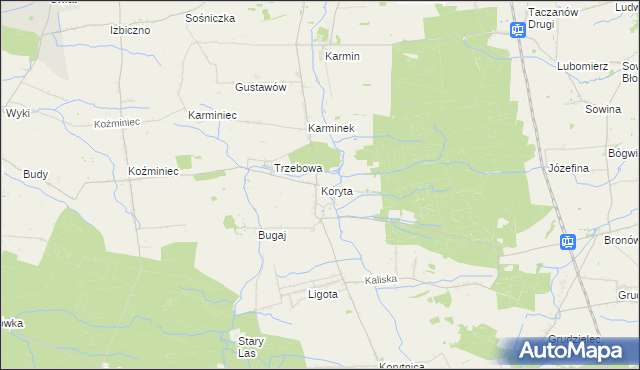 mapa Koryta gmina Raszków, Koryta gmina Raszków na mapie Targeo