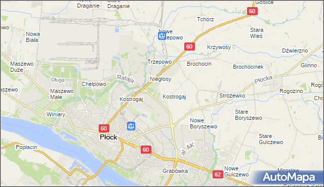 mapa Kostrogaj, Kostrogaj na mapie Targeo