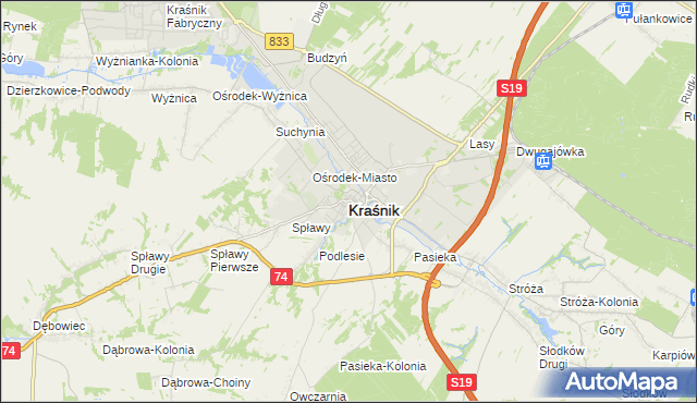 mapa Kraśnik, Kraśnik na mapie Targeo