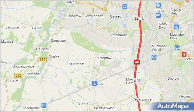 mapa Krzeptów, Krzeptów na mapie Targeo