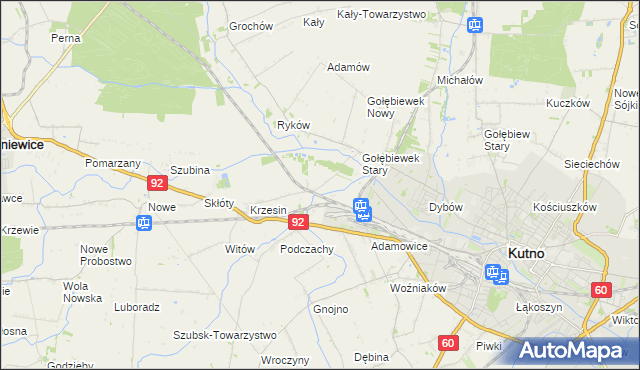 mapa Krzesinówek, Krzesinówek na mapie Targeo