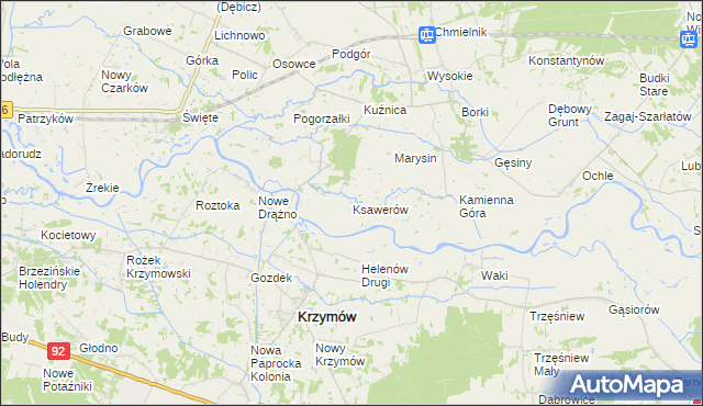 mapa Ksawerów gmina Kramsk, Ksawerów gmina Kramsk na mapie Targeo