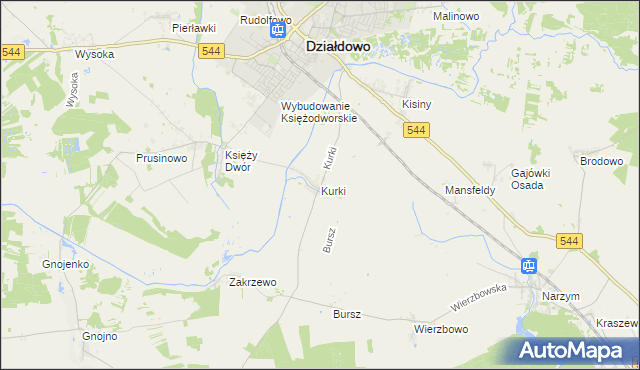 mapa Kurki gmina Działdowo, Kurki gmina Działdowo na mapie Targeo