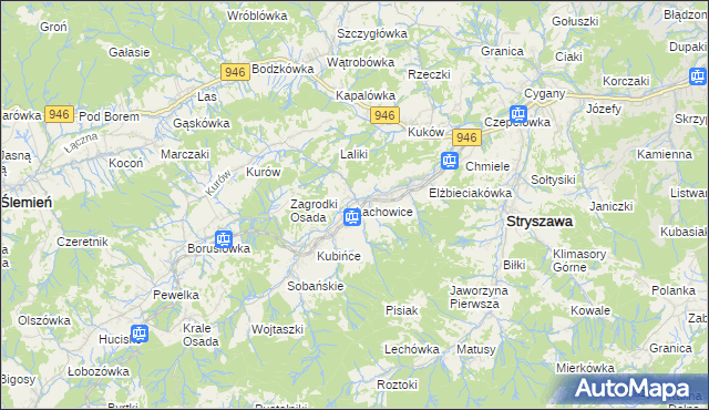 mapa Lachowice, Lachowice na mapie Targeo