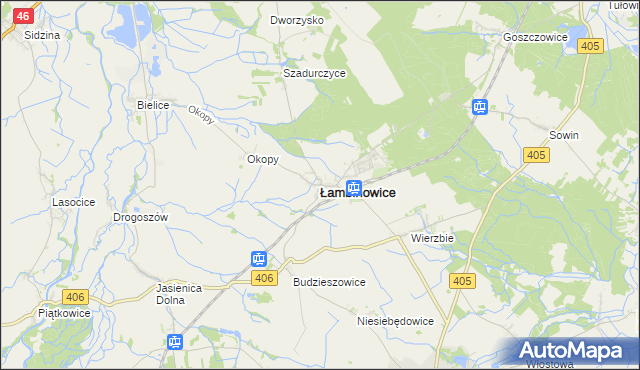 mapa Łambinowice, Łambinowice na mapie Targeo