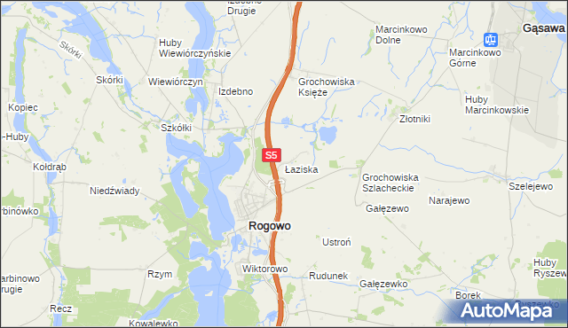 mapa Łaziska gmina Rogowo, Łaziska gmina Rogowo na mapie Targeo