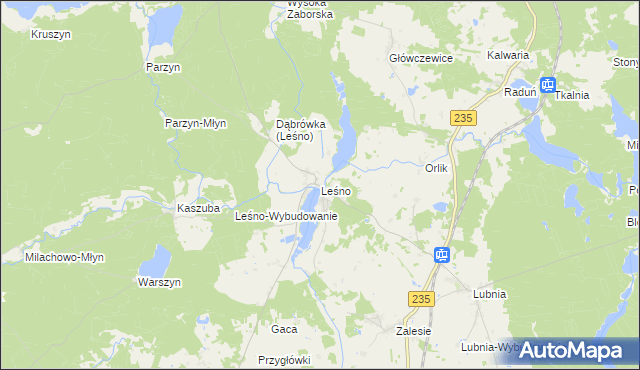 mapa Leśno gmina Brusy, Leśno gmina Brusy na mapie Targeo