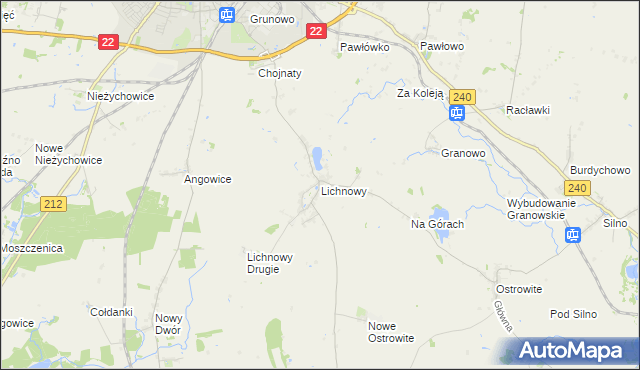 mapa Lichnowy gmina Chojnice, Lichnowy gmina Chojnice na mapie Targeo