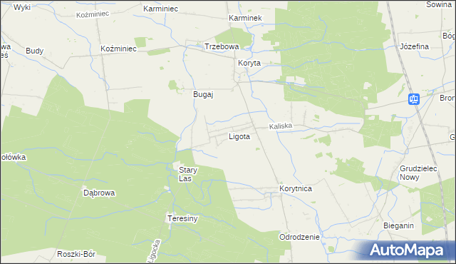 mapa Ligota gmina Raszków, Ligota gmina Raszków na mapie Targeo