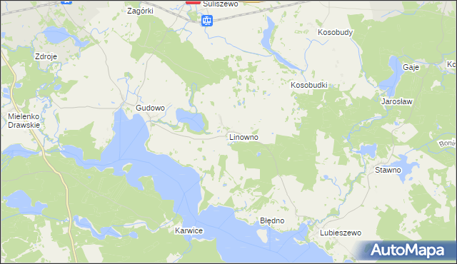 mapa Linowno, Linowno na mapie Targeo