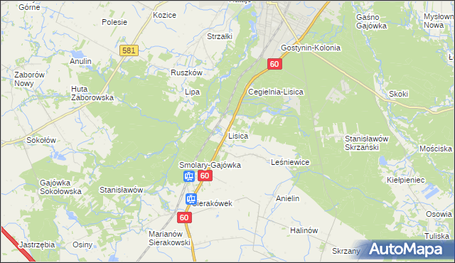 mapa Lisica, Lisica na mapie Targeo