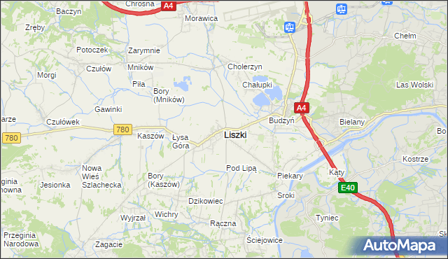 mapa Liszki powiat krakowski, Liszki powiat krakowski na mapie Targeo