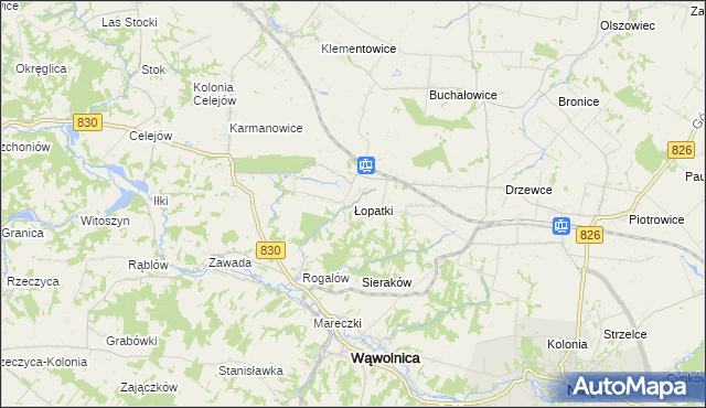 mapa Łopatki gmina Wąwolnica, Łopatki gmina Wąwolnica na mapie Targeo