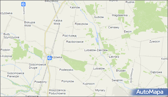 mapa Lubiatów-Zakrzew, Lubiatów-Zakrzew na mapie Targeo
