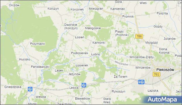 mapa Łubno gmina Piekoszów, Łubno gmina Piekoszów na mapie Targeo