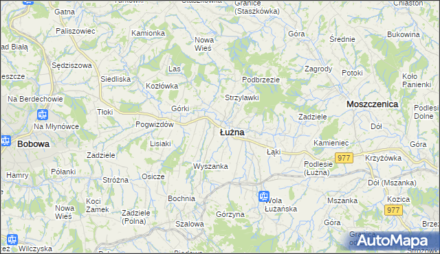 mapa Łużna, Łużna na mapie Targeo