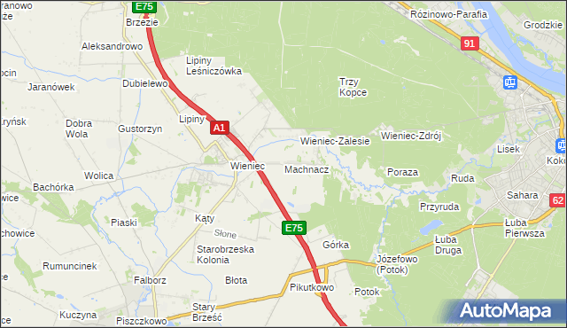 mapa Machnacz gmina Brześć Kujawski, Machnacz gmina Brześć Kujawski na mapie Targeo