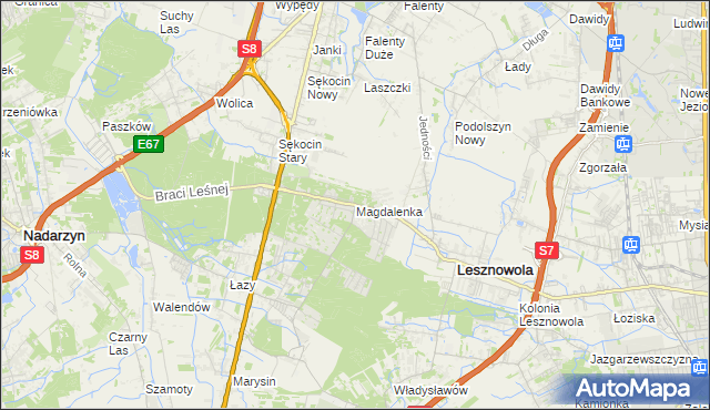 mapa Magdalenka gmina Lesznowola, Magdalenka gmina Lesznowola na mapie Targeo