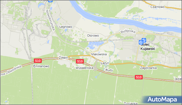 mapa Makowiska gmina Solec Kujawski, Makowiska gmina Solec Kujawski na mapie Targeo