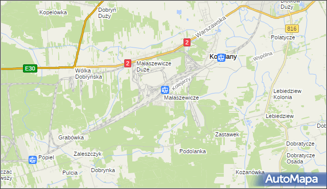 mapa Małaszewicze, Małaszewicze na mapie Targeo