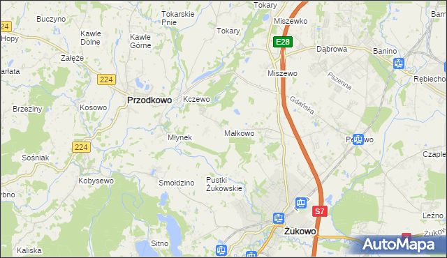 mapa Małkowo, Małkowo na mapie Targeo