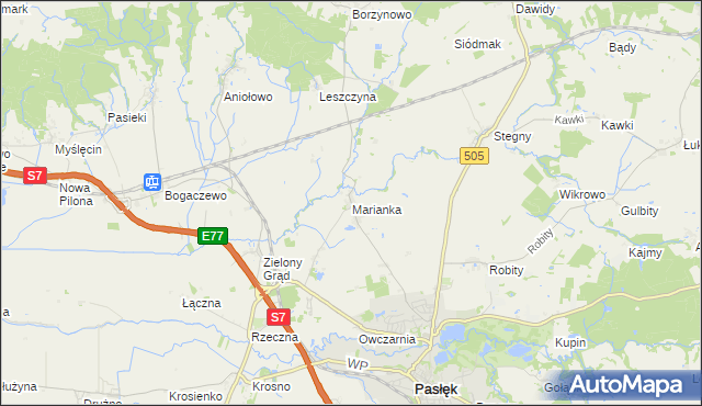 mapa Marianka gmina Pasłęk, Marianka gmina Pasłęk na mapie Targeo