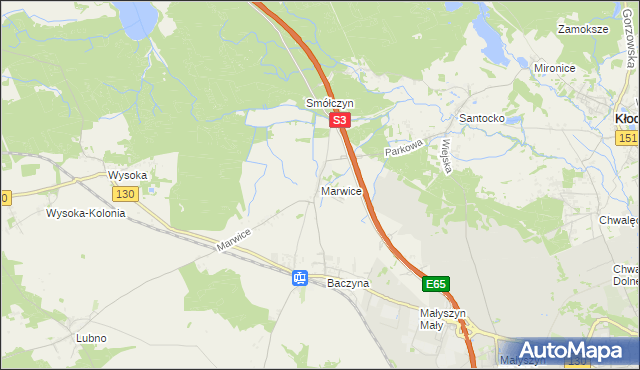 mapa Marwice gmina Lubiszyn, Marwice gmina Lubiszyn na mapie Targeo