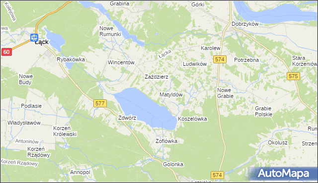 mapa Matyldów gmina Łąck, Matyldów gmina Łąck na mapie Targeo