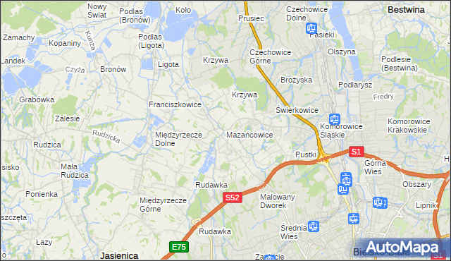 mapa Mazańcowice, Mazańcowice na mapie Targeo