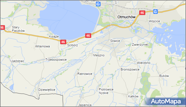 mapa Meszno gmina Otmuchów, Meszno gmina Otmuchów na mapie Targeo